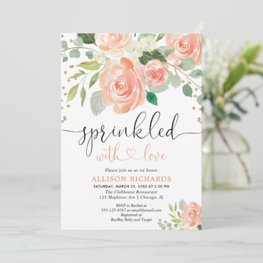 女の子のベビーフローラ水の色の緑 招待状 (スタンド正面)