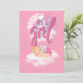 女の子のベビー告知カード 案内状 (スタンド正面)