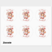 女の子のベビー告知シール ラウンドシール (シート)