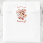 女の子のベビー告知シール ラウンドシール (バッグ)