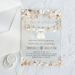 女の子のベビー外で寒い赤ちゃんシャワー アクリル招待状