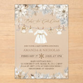 女の子のベビー外で寒い赤ちゃんシャワー アクリル招待状 (正面)