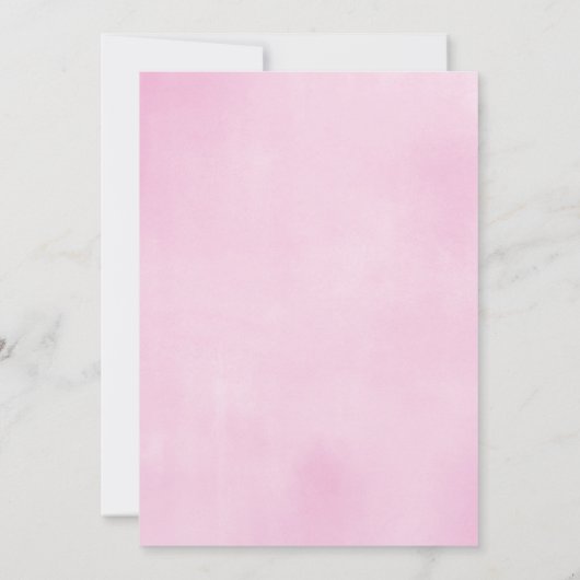 女の子のベビー散水傘ピンクの金ゴールドの赤ちゃんシャワー 招待状 (裏面)