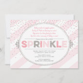 女の子のベビー散水招待ピンクシルバー招待状 招待状 (正面)