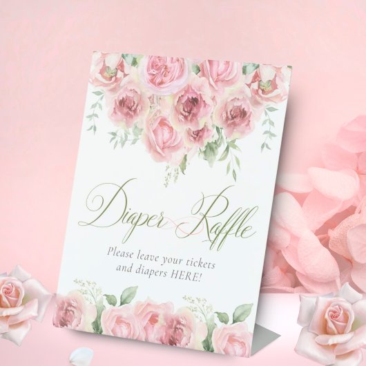 女の子のベビー開花ベビーシャワーおむつラッフル 台座サイン