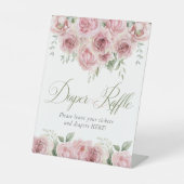 女の子のベビー開花ベビーシャワーおむつラッフル 台座サイン (正面)