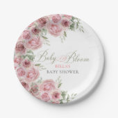 女の子のベビー開花ベビーシャワープレート ペーパープレート (正面)