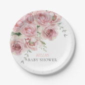 女の子のベビー開花ベビーシャワープレート ペーパープレート (正面)
