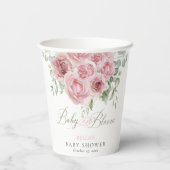女の子のベビー開花ベビーシャワー紙カップ 紙コップ (裏面)