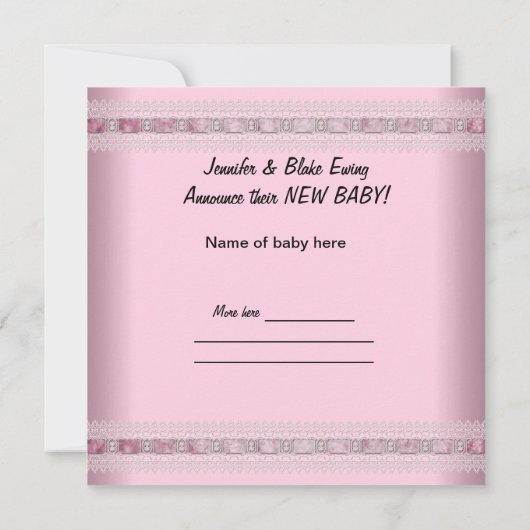 女の子のベビー 案内状 (裏面)