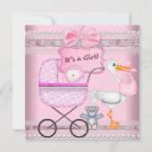 女の子のベビー 案内状 (正面)