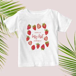 女の子のベリー・ファースト・サマー・ストロベリー 1歳の誕生日 ベビーTシャツ