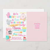 女の子のベーキング/料理写真の誕生日の招待状。i 招待状 (正面/裏面)