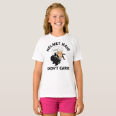 女の子のホッケーのヘルメットの髪が気に黒い髪にならない Tシャツ (正面フル)