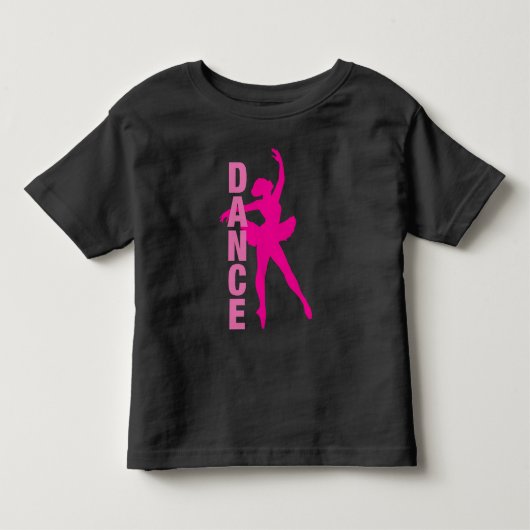 女の子のホットピンクバレエダンス トドラーTシャツ (正面)