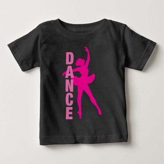 女の子のホットピンクバレエダンス ベビーTシャツ (正面)