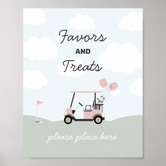 女の子のホールインワンゴルフ第1誕生日サイン ポスター (正面)