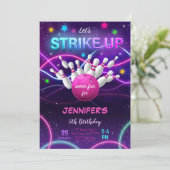 女の子のボウリング誕生日招待状 招待状 (スタンド正面)