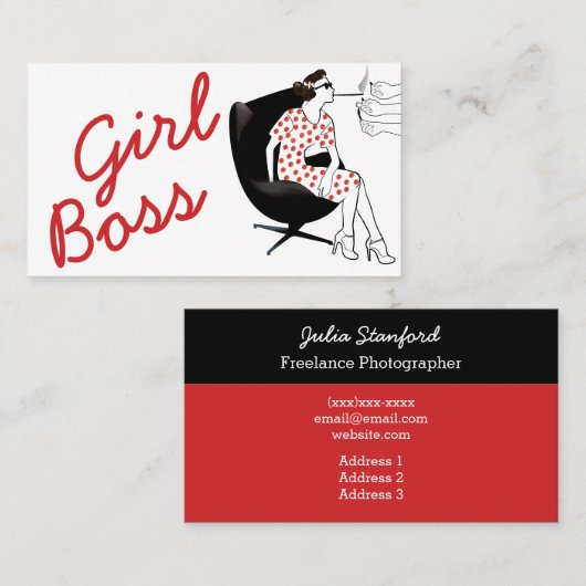 女の子のボスのヴィンテージのスタイルの女性の名刺 名刺 (正面/裏面)