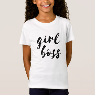 女の子のボスの子供のTシャツの黒のフォント Tシャツ