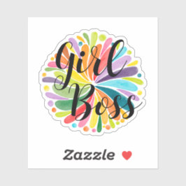 女の子のボスカラフルラウンドウォーター色の花 シール