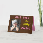 女の子のボス誕生日ああー!応援アップおもしろい カード (正面)