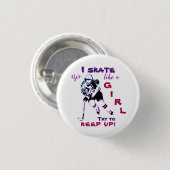 女の子のボタンのようにスケート、紫 缶バッジ (正面&裏面)