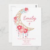 女の子のボーホー ムーンデイゼス バースデー インビテーション (正面/裏面)