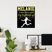 女の子のポス走タのように黒と金ゴールドパーソナライズされた ポスター (ホームオフィス)