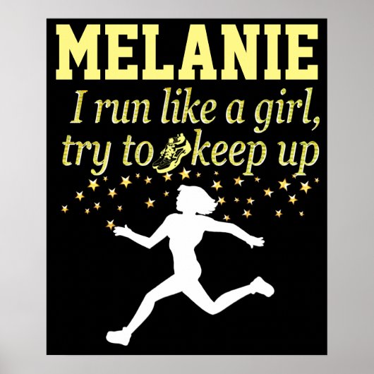 女の子のポス走タのように黒と金ゴールドパーソナライズされた ポスター (正面)