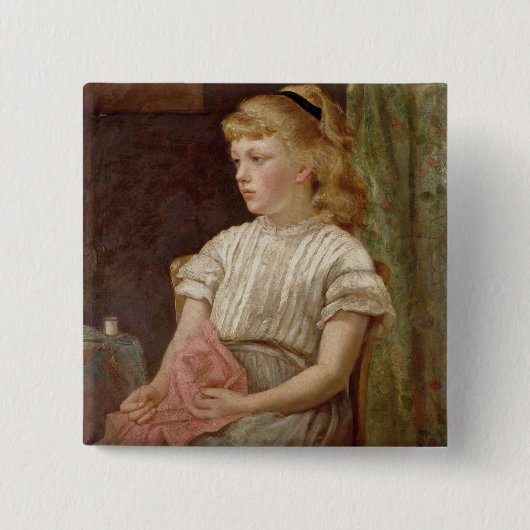 女の子のポートレート、1896年(キャンバスの油) 缶バッジ (正面)