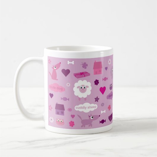 女の子のマグのためのかわいい事 コーヒーマグカップ (左)