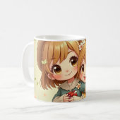 女の子のマグを切る コーヒーマグカップ (正面左)