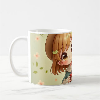 女の子のマグを切る コーヒーマグカップ