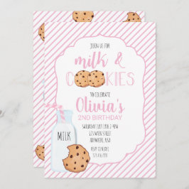 女の子のミルクとコーンピンクの誕生日招待状 招待状