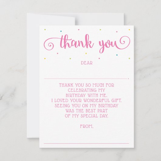 女の子のメッセージをカスタマイズ お礼メッセージカード ノートカード (正面)