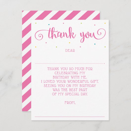 女の子のメッセージをカスタマイズ お礼メッセージカード ノートカード (正面/裏面)