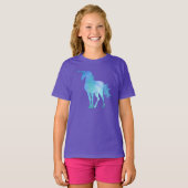女の子のモダンなユニコーンの上 Tシャツ (正面フル)