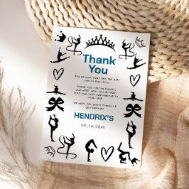 女の子のモダンな黒の体操10歳の誕生日 サンキューカード