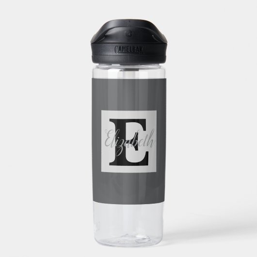 女の子のモノグラムと名前のピンクとパープルのスーツケース ウォーターボトル (背面)