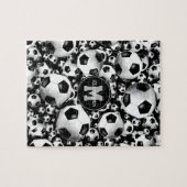 女の子のモノグラムのサッカーボール ジグソーパズル (横)