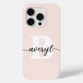 女の子のモノグラム ブラッシュ ピンク スクリプト モノグラム名前 Case-Mate iPhoneケース (裏面)