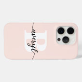 女の子のモノグラム ブラッシュ ピンク スクリプト モノグラム名前 Case-Mate iPhoneケース (裏面 (横))