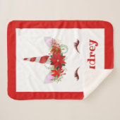 『女の子のユニコモノグラムのーン・クリスマスシェルパ毛布』 シェルパブランケット (正面(横))