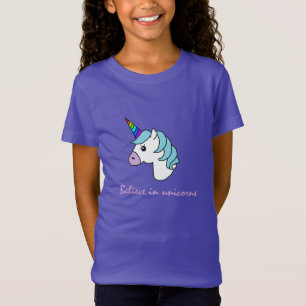 女の子のユニコーンの虹のTシャツのバイオレット Tシャツ