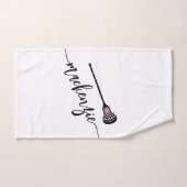 女の子のラクロスパーソナライズされた名スポーツハンドタオル ハンドタオル (ハンドタオル)