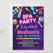 女の子のラグジュアリースパ誕生日パーティー 招待状 (正面)