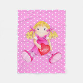 女の子のラグドールドリーナフラワー水玉模様毛布 フリースブランケット (正面)