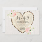 女の子のラスティックフラワーバルentineハートシャワー 招待状 (正面)