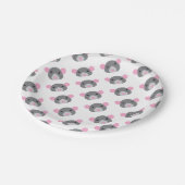 女の子のラットの顔の灰色 ペーパープレート (アングル)